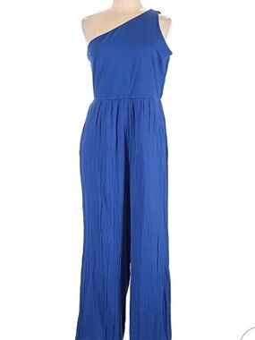 LOFT beach One-Shoulder Cobalt Blue Wide-Leg Jumpsuit